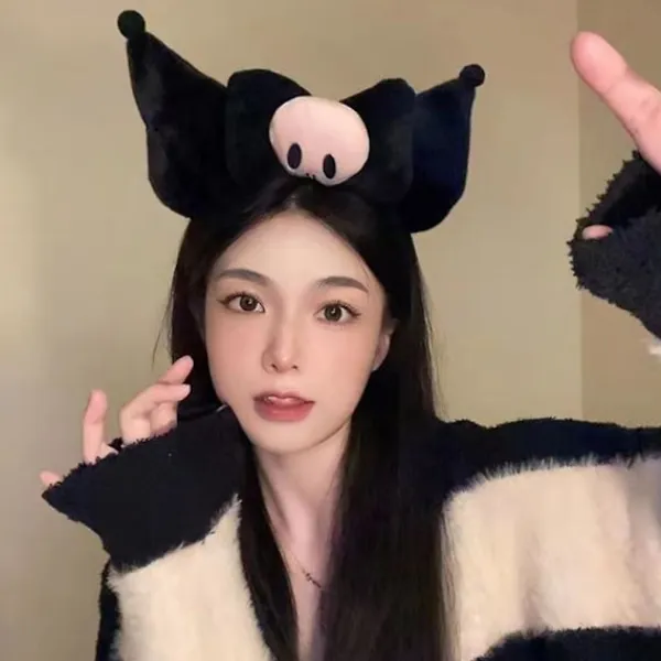 FMYSJ Söt Kuromi Öronhuvudband Plysch Hårband Festdräkt Cosplay Kvinnor Flickor Kreativa Gåvor (FMY)> Huvudbonader