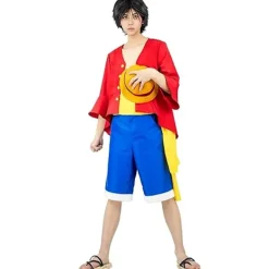 4st Luffy set Halloween animedräkt för barn vuxen Kid-M> Dräkter