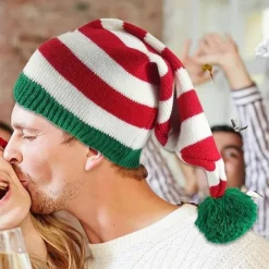 Söt Mössa, Vintermössa - Varm och Stretchig Julmössa - Festliga Mössor, Unisex Tomtemössa för Julafton, Sammankomster, Dagligt Bruk><noscript><img width=