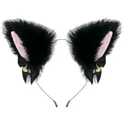 Söt Plush Kattöron Huvudband Hårband med Klocka Cosplay Tillbehör för Kvinnor och Flickor> Huvudbonader