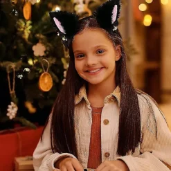 Söt Plush Kattöron Huvudband Hårband med Klocka Cosplay Tillbehör för Kvinnor och Flickor><noscript><img width=