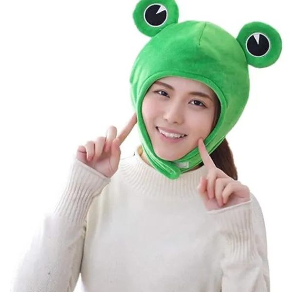 Söt plysch groda hatt halsduk mössa festkläder cosplay kostym> Huvudbonader