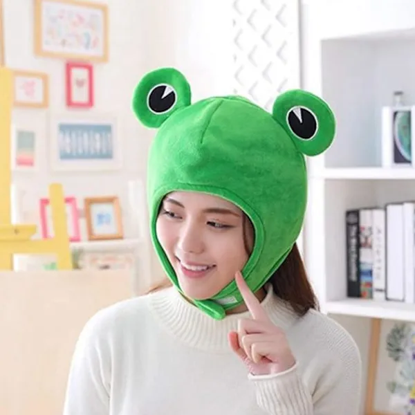 Söt plysch groda hatt halsduk mössa festkläder cosplay kostym> Huvudbonader