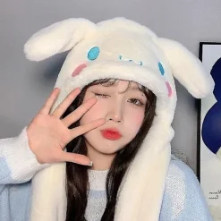 Söt Sanrio Hatt Cinnamoroll Tillbehör Kawaii Håll Värmen Förtjockning Plyschmössa Öron Rör Anime Mjuka Leksaker För Flickor Gåva - Perfet> Huvudbonader
