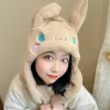 Söt Sanrio-hatt Cinnamoroll Tillbehör Kawaii Håll Varmt Tjock Plush Öronmössa Öron Rörliga Anime Mjuka Leksaker För Flickor Present (03)> Huvudbonader