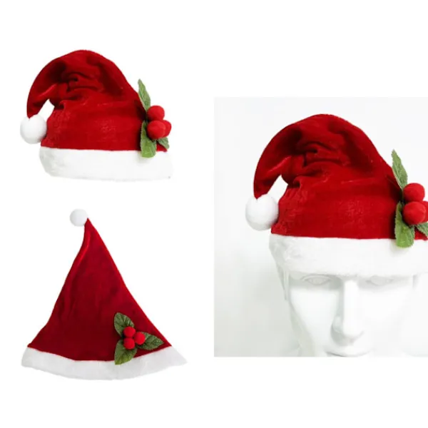 Söt Santa-hatt i sammetsplysch för vuxna> Huvudbonader