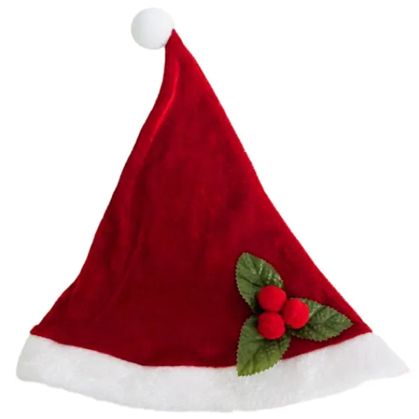 Söt Santa-hatt i sammetsplysch för vuxna> Huvudbonader