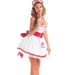 KOOLMEI Söt sexig sjuksköterskeuniform Sexiga underkläder Cosplay Hembiträde Het kostym Babydoll Klänning Erotisk rollspel><noscript><img width=