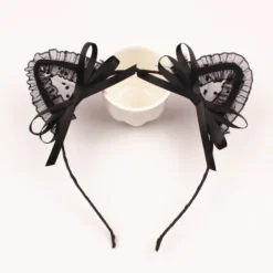 Söt Spets Kattöron Mask Cosplay Hårband Lady B> Huvudbonader