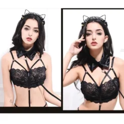 Söt Spets Kattöron Mask Cosplay Hårband Lady B> Huvudbonader