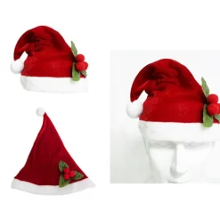 Söt tomtehatt i sammetsplysch för vuxna> Huvudbonader