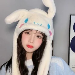 Söta Sanrio Hatt Tillbehör Kawaii Håll Värmen Förtjockad Mössa Öron Rör Sig Anime Mjuka Leksaker Flicka Present> Huvudbonader