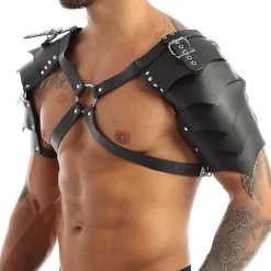 Steampunk Gotisk PU Läder Dubbel Axel Sele Bröstrem för Cosplay[JUN]><noscript><img width=