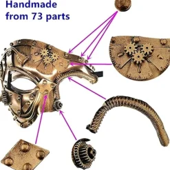 Steampunk Metal Cyborg Venetiansk Mask, Maskeradmask för Halloween Kostymfest/Phantom of the Opera/Mardi Gras Bal><noscript><img width=