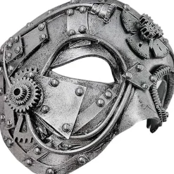 Steampunk Metal Cyborg Venetiansk Mask, Maskeradmask för Halloween Kostymfest/Phantom of the Opera/Mardi Gras Bal><noscript><img width=