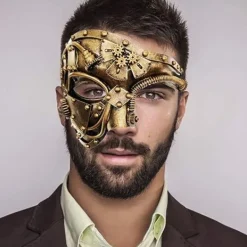 Steampunk Metal Cyborg Venetiansk Mask, Maskeradmask för Halloween Kostymfest/Phantom Of The Opera/Mardi Gras Bal> Masker