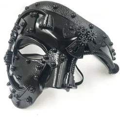 Steampunk Metall Cyborg Venetiansk Mask, Maskeradmask för Halloweenfest/Operans Fantom/Mardi Gras-bal> Masker