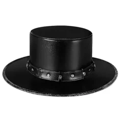 Steampunk Pesten Doktor Hatt, Cylinderhatt, PU Läder, Svart Platt Cylinderhatt för Halloween Cosplay Kostym Rekvisita, Maskerad Tillbehör> Huvudbonader