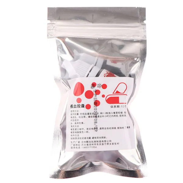 6st/flaska Realistiska blodpiller Vampyrkapslar Skräckkul 13*7> Smink