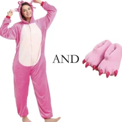 Stich Onesie Pyjamas för Vuxna Anime Stitch Angel Söt Kostym Jumpsuit Onesies Hooded Sovkläder Halloween Cosplay för Män Kvinnor-Perfet M suits 150-157cm | Fyndiq> Dräkter