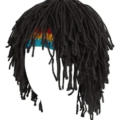 Stickad mössa för män med hår, rolig handgjord stickad vintermössa Beanie Rasta-mössa med dreadlocks, svart> Huvudbonader
