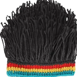 Stickad mössa för män med hår, rolig handgjord stickad vintermössa Beanie Rasta-mössa med dreadlocks, svart><noscript><img width=