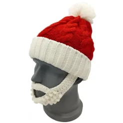 Stickad tomteluva i ull för vinter, varm virkad julmössa><noscript><img width=