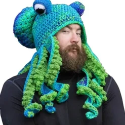 Stickade vinterhattar, Pot Belly Octopus Squid Hats, Hattar - Nyhetshattar, Octopus Head Hats, Animal Hats - Octopus Costume Hats> Huvudbonader