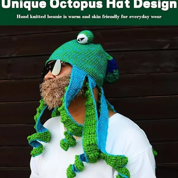 Stickade vinterhattar, Pot Belly Octopus Squid Hats, Hattar - Nyhetshattar, Octopus Head Hats, Animal Hats - Octopus Costume Hats> Huvudbonader