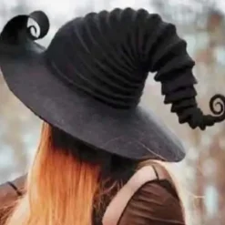 Stor Rynkad Häxhatt för Kreativa, Vinklad Häxhatt för Cosplayfest på Halloween> Huvudbonader