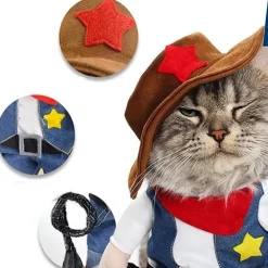 Storlek S, Cowboy Hund eller Katt Juldräkter med Hatt><noscript><img width=