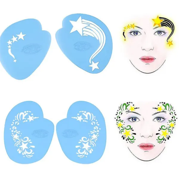 7styles/set Återanvändbar ansiktsmålningsschablon Kroppsmålning Mall Blomma Fjäril Ansiktsdesign> Smink
