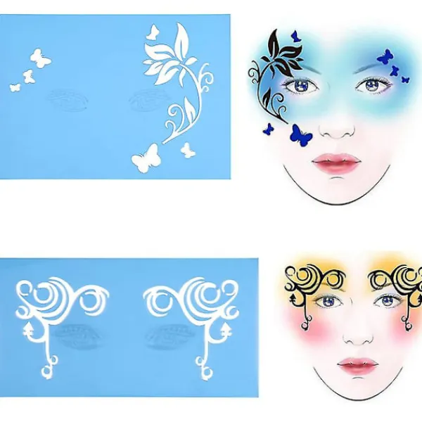 7styles/set Återanvändbar ansiktsmålningsschablon Kroppsmålning Mall Blomma Fjäril Ansiktsdesign> Smink