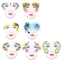 7styles/set Återanvändbar ansiktsmålningsschablon Kroppsmålning Mall Blomma Fjäril Ansiktsdesign><noscript><img width=