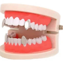 Sunrain Metall Grillz Vampyrtänder Dracula Hip Hop Grills kompatibla med dina tänder - 1019><noscript><img width=