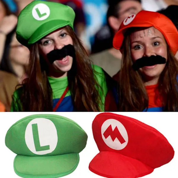 Super Mario Bros. Luigi Cartoon Cosplay Hatt Klassisk Leksak Anime Cha> Huvudbonader