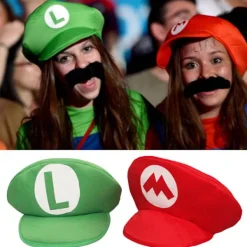 Super Mario Bros Luigi Hatt & Mustasch Maskeraddräkt Kostymhatt> Huvudbonader