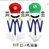 Super Mario Bros., Mario och Luigi, Hatt, Mössa, Mustasch, Handskar, Knappar, Hängslen - Cosplay-dräkt> Tillbehör