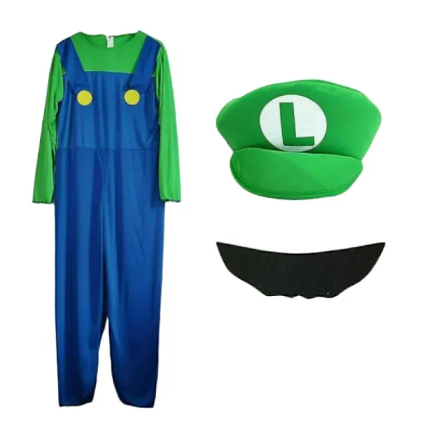 Super Mario Bros. Maskeraddräkt för Vuxna Män Cosplay Kostym Grön S Grön S S> Dräkter