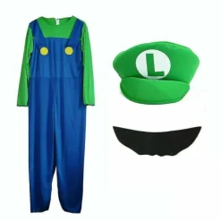 Super Mario Bros Vuxen Cosplay Kostym för Män - Grön Storlek XL[JUN] XL> Dräkter