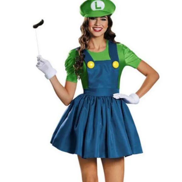 Super Mario cosplay kosty för kvinnor, karaktärskosty, grön grön M m> Dräkter
