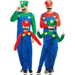 Super Mario Kostym för Barn och Vuxna Halloween Cosplay Rollspel Outfit Grön[JUN] M><noscript><img width=