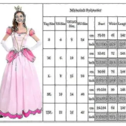 unbranded Super Mario Peach Cosplay Kostym för Kvinnor Rosa Prinsessklänning + Handskar + Huvudbonad Set Karnevalsfest XL><noscript><img width=