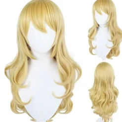 DMstore Super Mario Prinsessa Peach Blond Långt Hår Peruk Halloween Party Cosplay Peruk (FMY)> Peruker