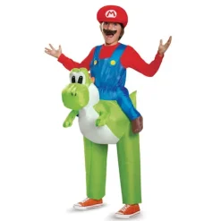 Super Mario Uppblåsbar Kostym, Mario Rider På Yoshi Barn One Size_tfrf 1> Dräkter