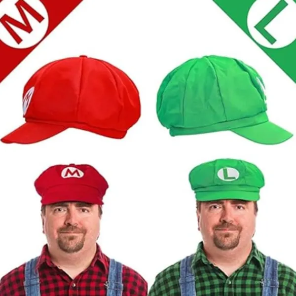 Super Mario-dräkt Luigi-hatt Mario Halloween-dräkt keps hängslen 4 handskar 14 mustascher 4 knappar Cosplay-dräkt karneval barn män kvinnor> Tillbehör