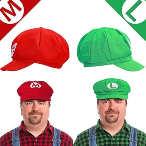 Super Mario-dräkt Luigi-hatt Mario Halloween-dräkt keps hängslen 4 handskar 14 mustascher 4 knappar Cosplay-dräkt karneval barn herr dam> Tillbehör