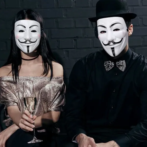 Het rea Supererbjudande till lågt pris! V för Vendetta-mask, Anonymous Guy Fawkes Halloween-mask - Hackermask-Glad> Masker