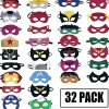 Superhjälte Masker Kalas Favörer - 32-pack Filt och Elastiska Masker för Barn{hw}> Masker