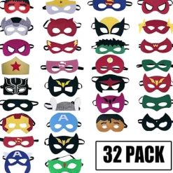 Superhjälte Masker Kalas Favörer - 32-pack Filt och Elastiska Masker för Barn{hw}> Masker